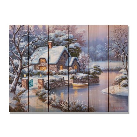 RICKI&APOSS RUGS 33 x 24 in. Kims Winter Cottage Inside & Outside Cedar Wall Art RI890031